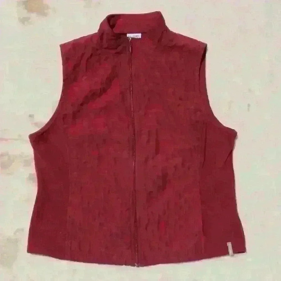 COLUMBIA Lightweight Crop Fleece Full Zip Quilted Vest Pockets Red Women Med - Picture 2 of 12